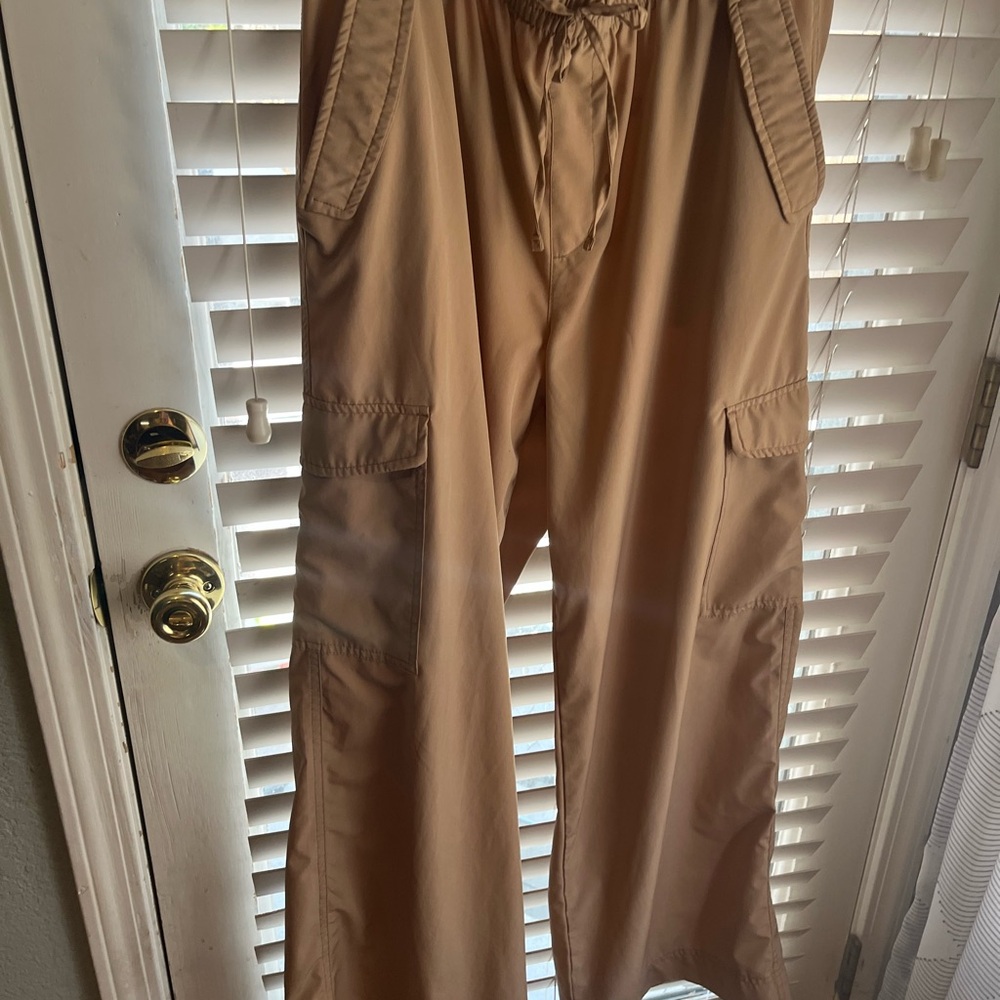 Women’s Nylon Tan Cargo Pants